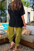 Izi Cheesecloth Button Tee Black